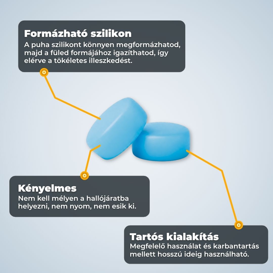 Blue silicone earplugs showing their flexible and comfortable design