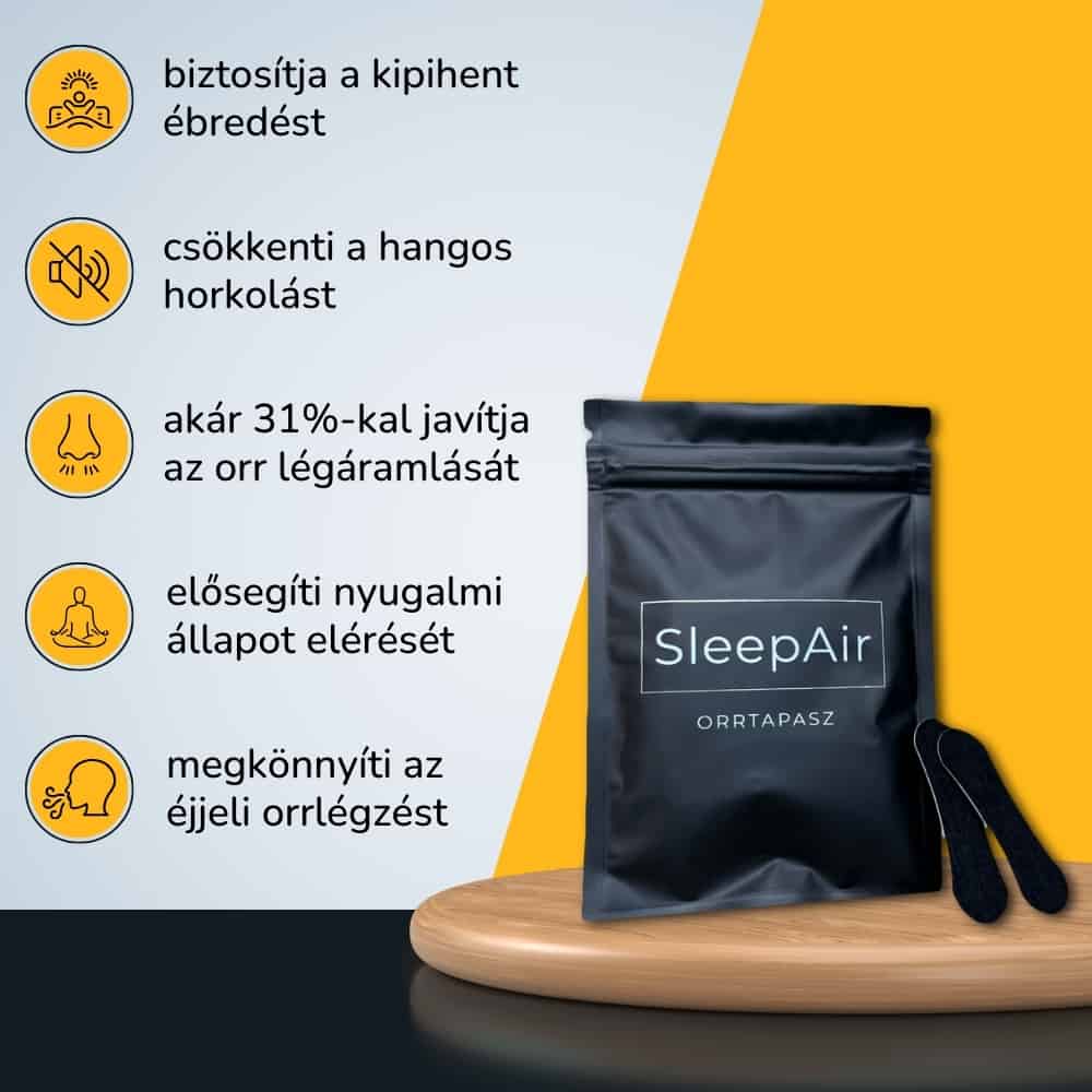 sleepair sleepair horkolás elleni és légzéskönnyítő orrtapasz előnyök