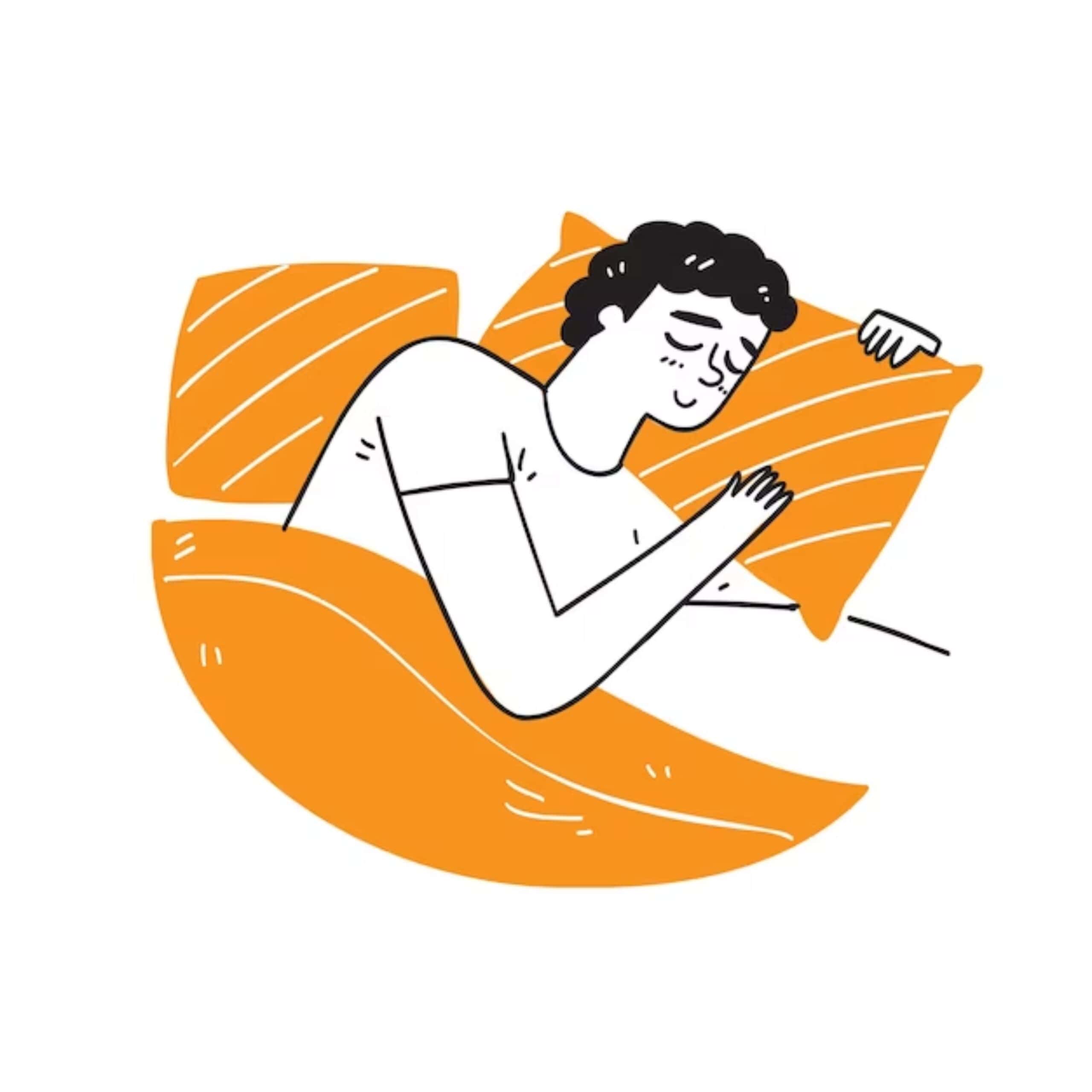 Egy rajzolt emberfigura, aki békésen alszik