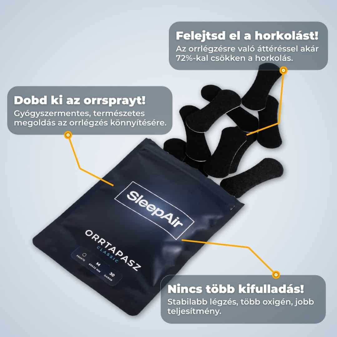 Fekete orrtapasz csomag tartalma, orrspray helyett a könnyebb légzésért