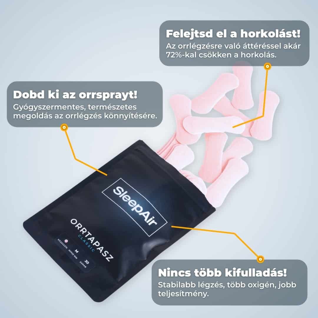 Rózsaszín orrtapasz csomag tartalma, orrspray helyett a könnyebb légzésért
